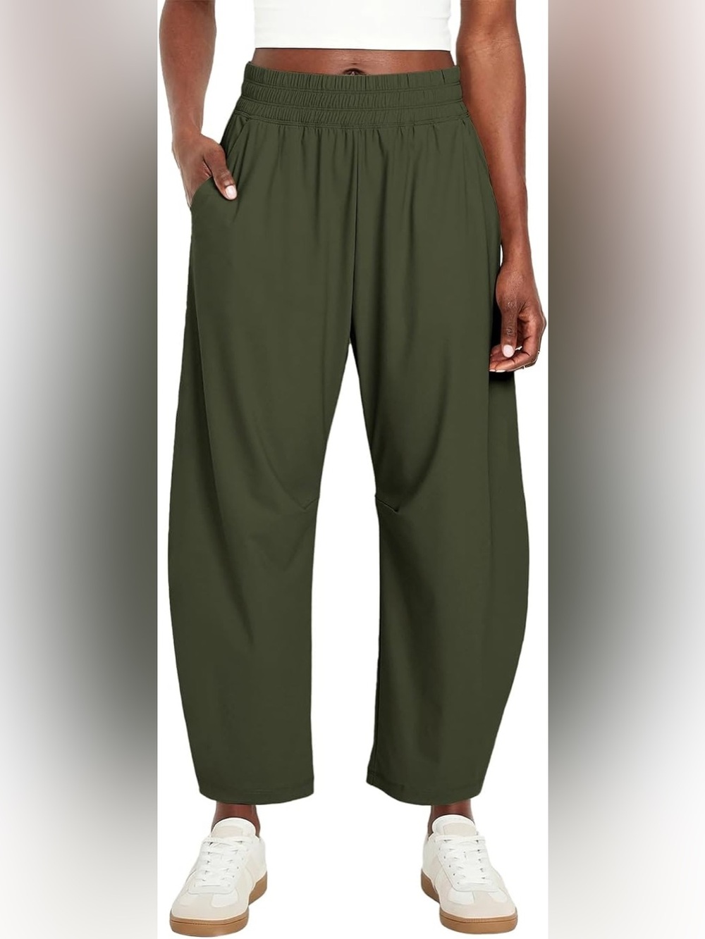 NWT Amazon Green Casual Elastic Waistband Cropped 25" Inseam Lounge Pants Size M